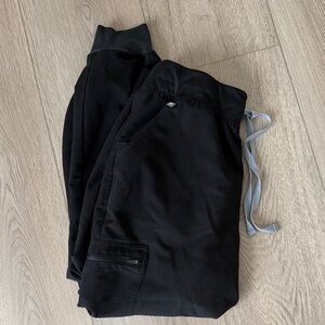 Figs women's Black high waisted Zamora Joggers with Gray Drawstring